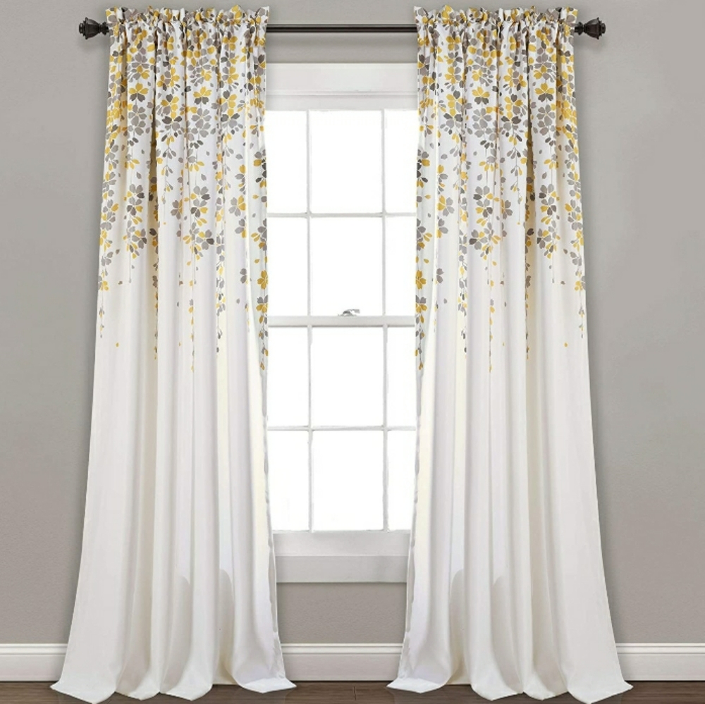 Half Moon Weeping Flowers Curtain Set